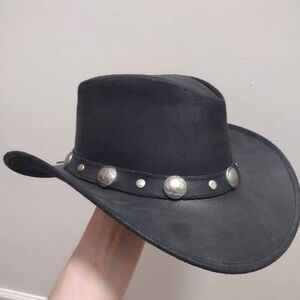 Black Leather Cowboy Hat